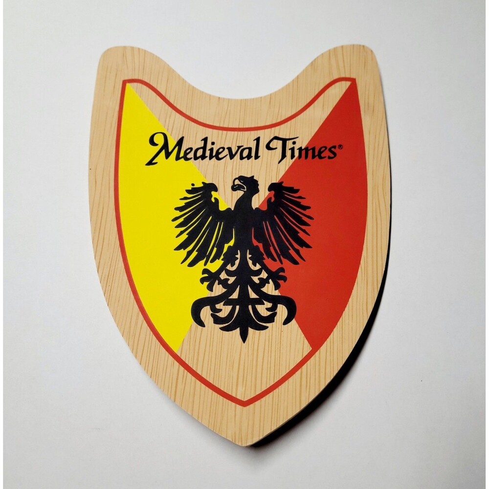 Medieval Times Wooden Knight Shield Red & Yellow Phoenix Bird Souvenir Kids LARP